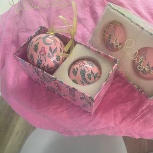 NWB!4 Lilly Pulitzer Pink w/Mermaids Christmas Ornaments
